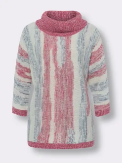 Rollkragenpullover im Jacquard-Streifenmuster