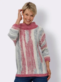 Rollkragenpullover im Jacquard-Streifenmuster