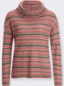 Rollkragenpullover im Streifen-Muster