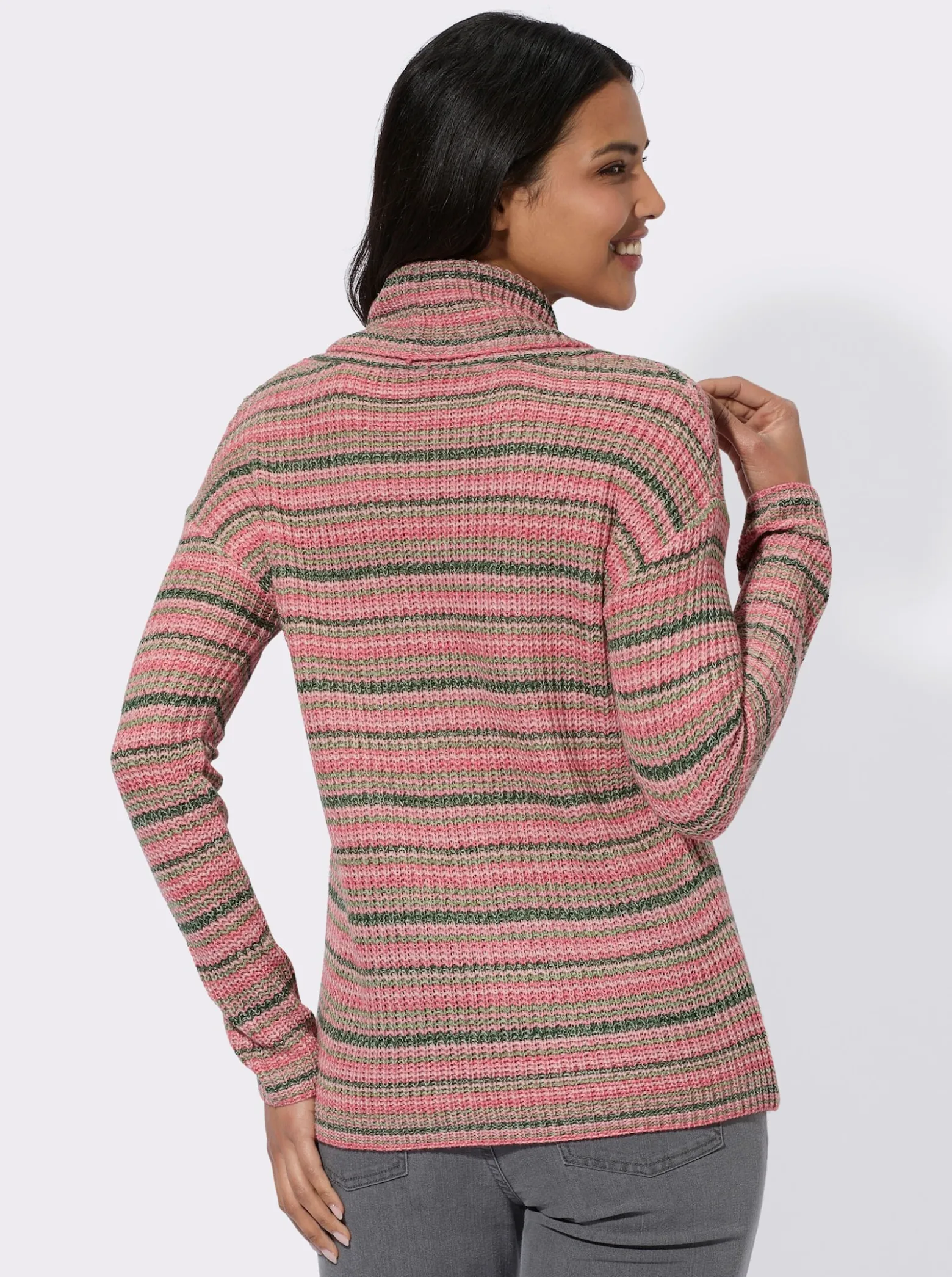 Rollkragenpullover im Streifen-Muster