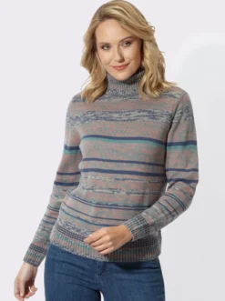 Rollkragenpullover in Melange-Optik