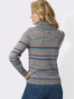 Rollkragenpullover in Melange-Optik