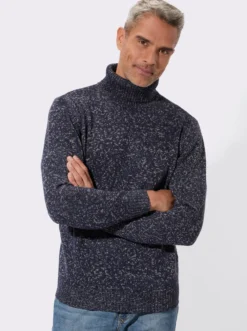 Rollkragenpullover in Melange-Optik