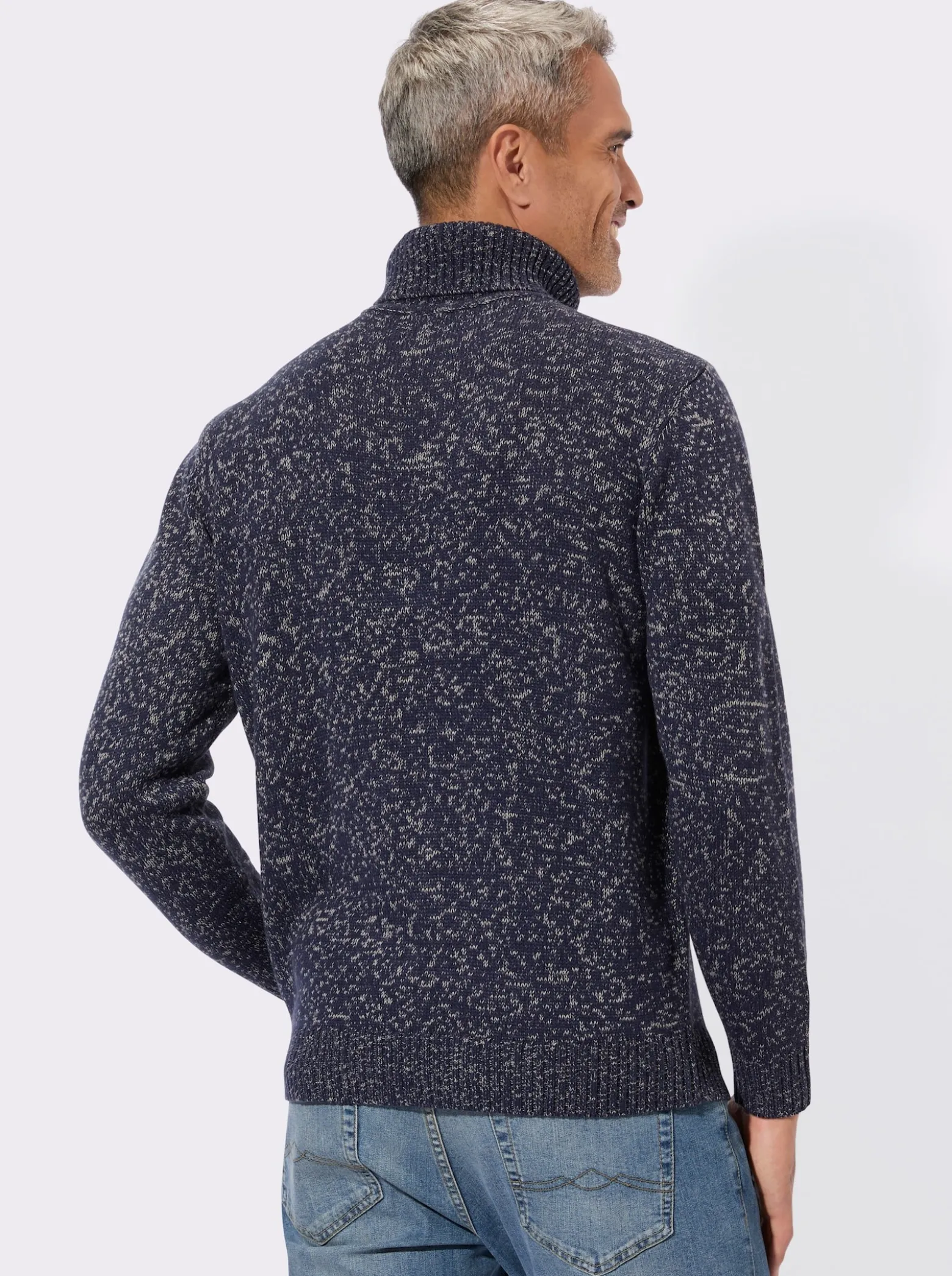 Rollkragenpullover in Melange-Optik