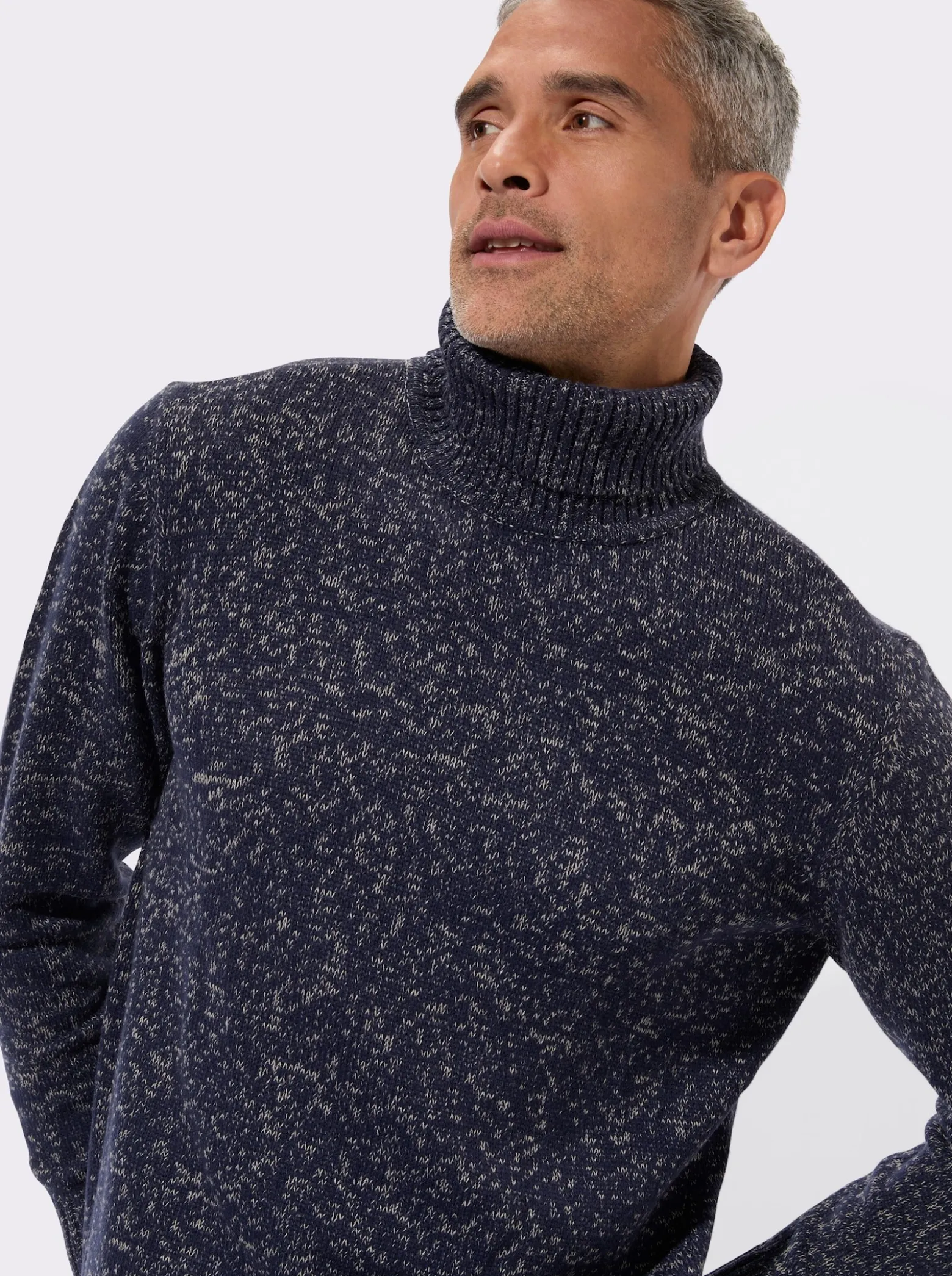 Rollkragenpullover in Melange-Optik