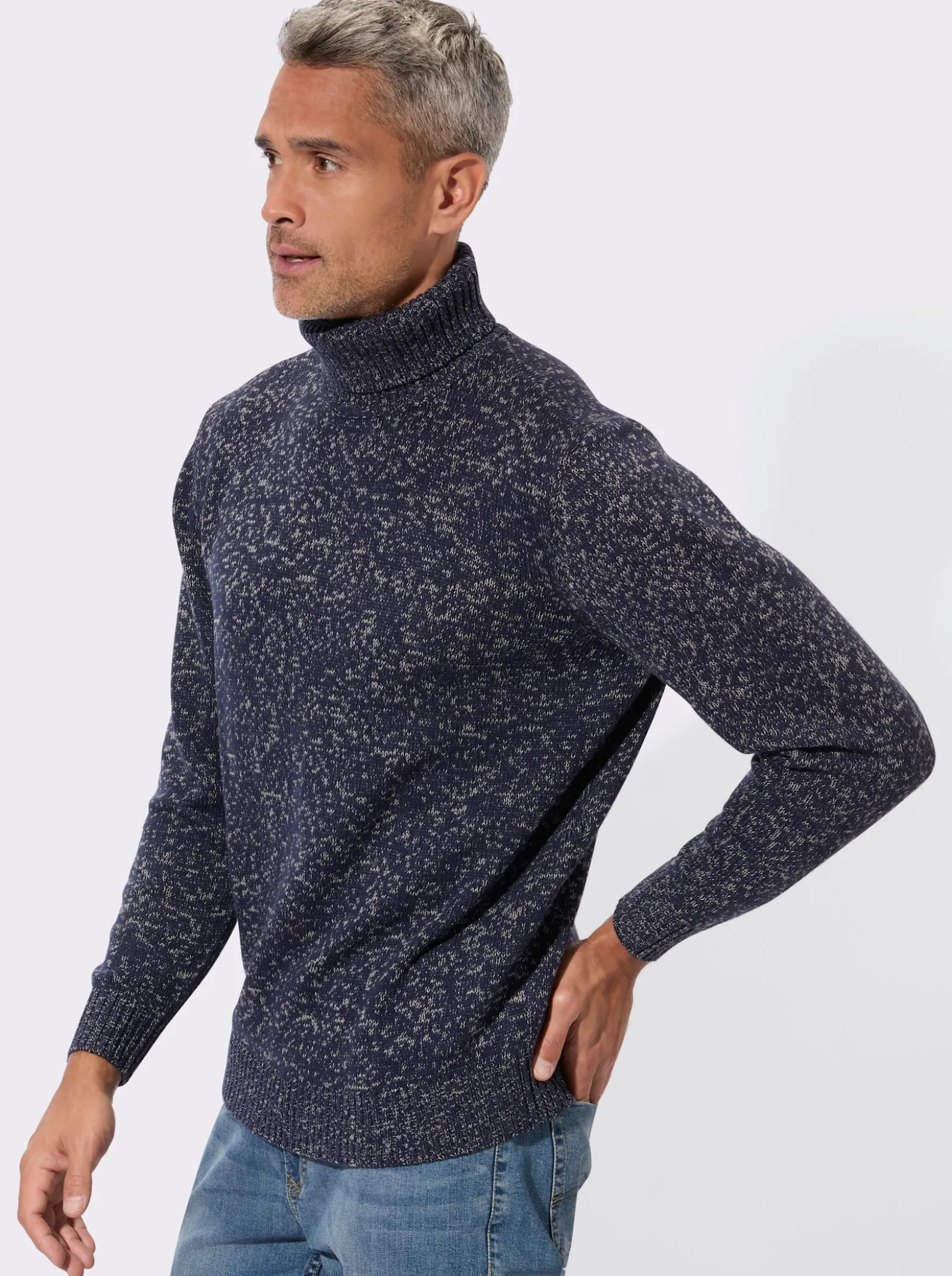 Rollkragenpullover in Melange-Optik