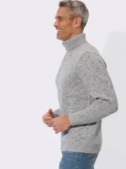 Rollkragenpullover in Melange-Optik