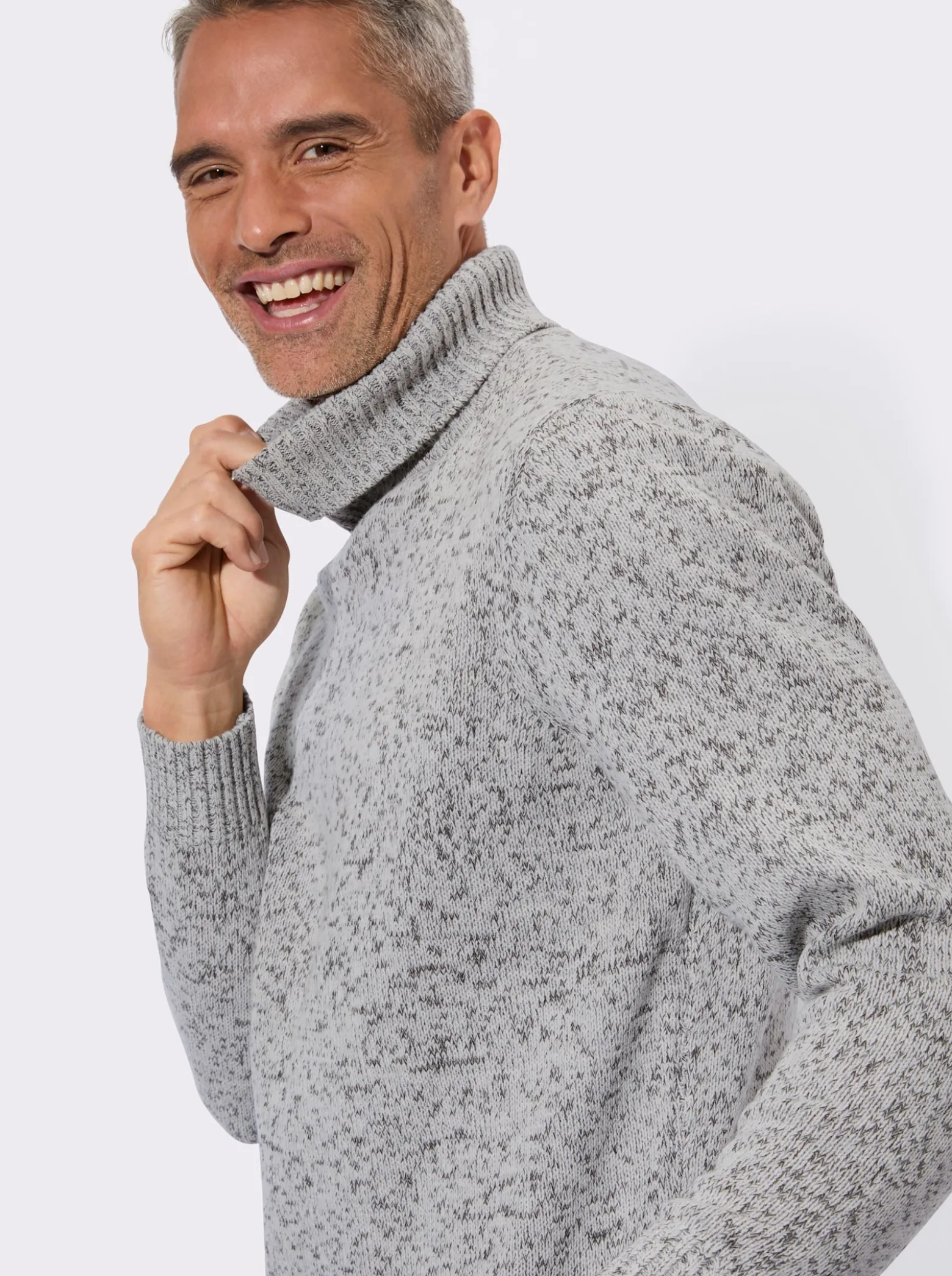 Rollkragenpullover in Melange-Optik