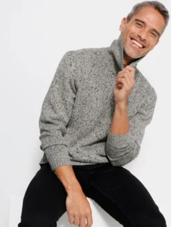 Rollkragenpullover in Melange-Optik