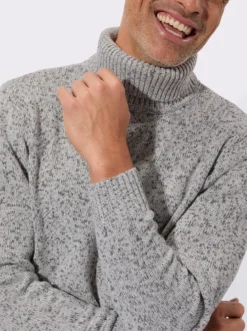 Rollkragenpullover in Melange-Optik