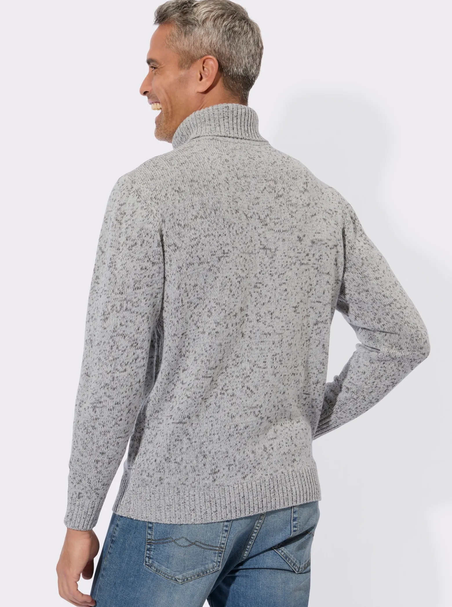 Rollkragenpullover in Melange-Optik
