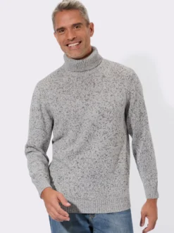 Rollkragenpullover in Melange-Optik