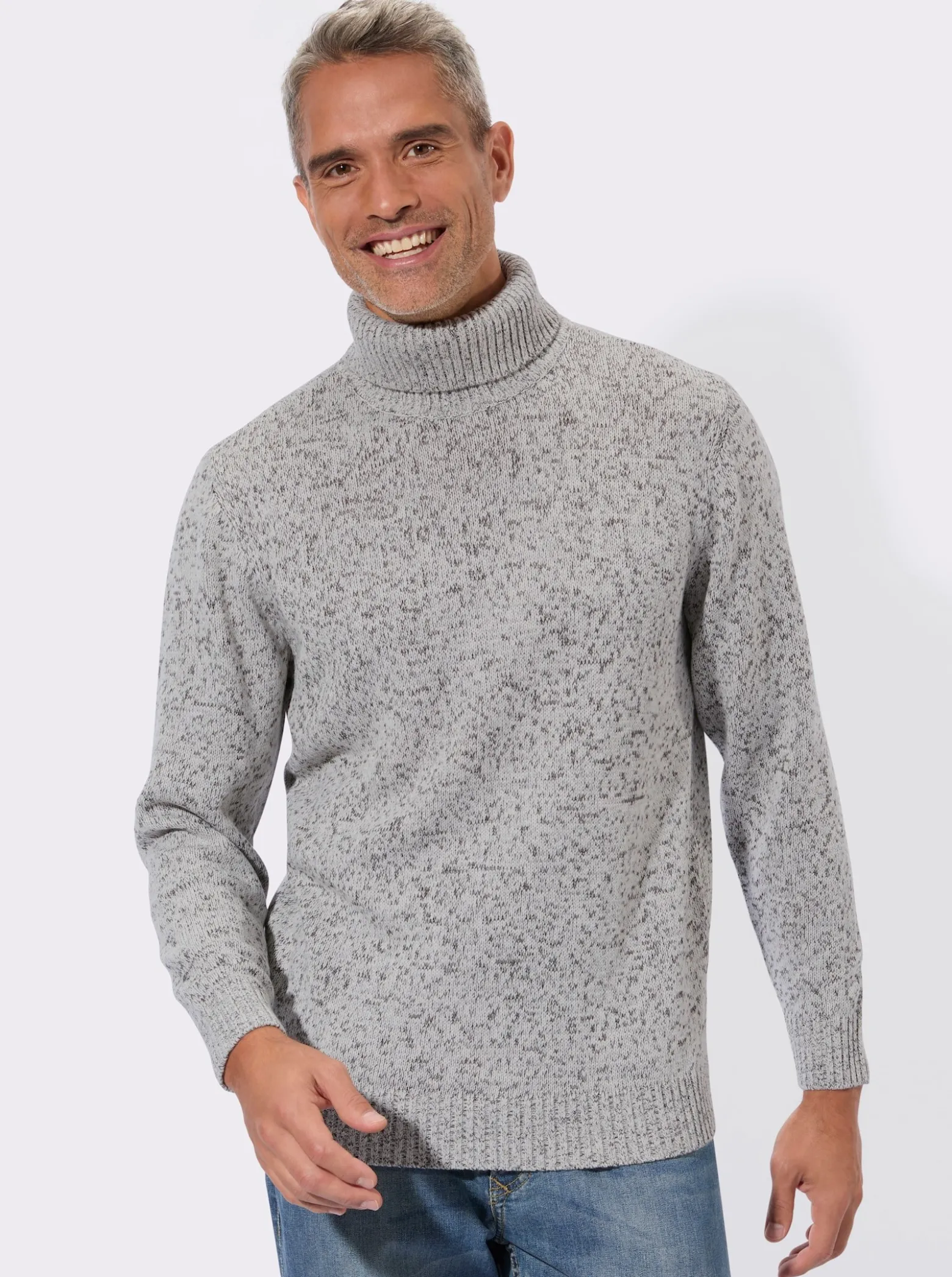 Rollkragenpullover in Melange-Optik