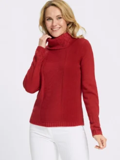 Rollkragenpullover mit Ajourmuster