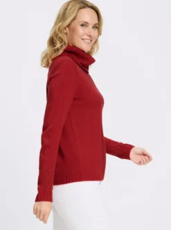 Rollkragenpullover mit Ajourmuster
