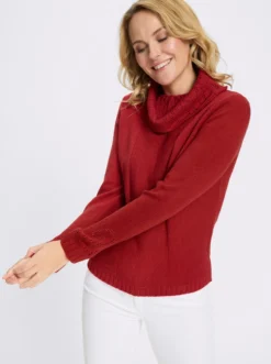 Rollkragenpullover mit Ajourmuster