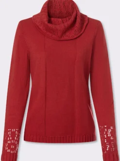 Rollkragenpullover mit Ajourmuster
