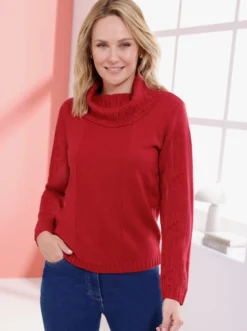Rollkragenpullover mit Ajourmuster