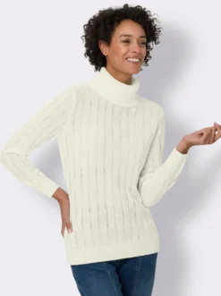 Rollkragenpullover mit gerippten Abschlüssen