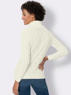 Rollkragenpullover mit gerippten Abschlüssen
