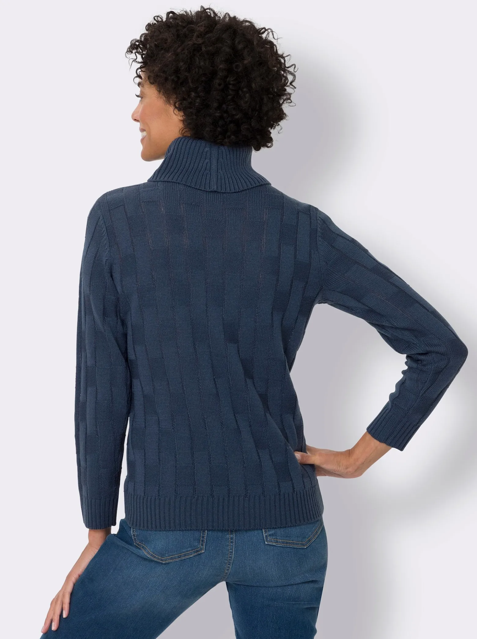 Rollkragenpullover mit gerippten Abschlüssen