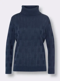 Rollkragenpullover mit gerippten Abschlüssen