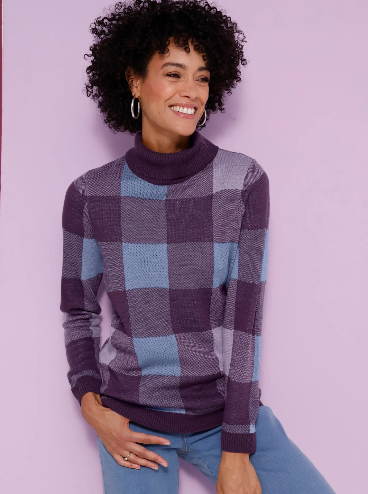 Rollkragenpullover mit Jacquard-Muster