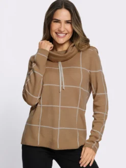 Rollkragenpullover mit Jacquard-Karo