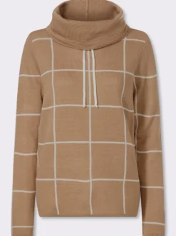 Rollkragenpullover mit Jacquard-Karo