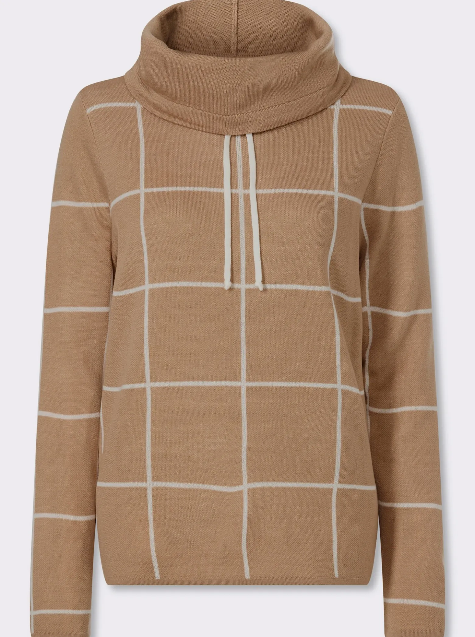 Rollkragenpullover mit Jacquard-Karo