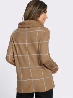 Rollkragenpullover mit Jacquard-Karo