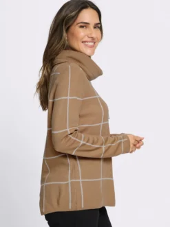 Rollkragenpullover mit Jacquard-Karo