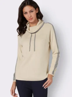 Rollkragenpullover mit Kontraststreifen