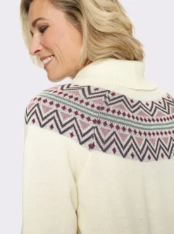 Rollkragenpullover mit Norweger-Muster