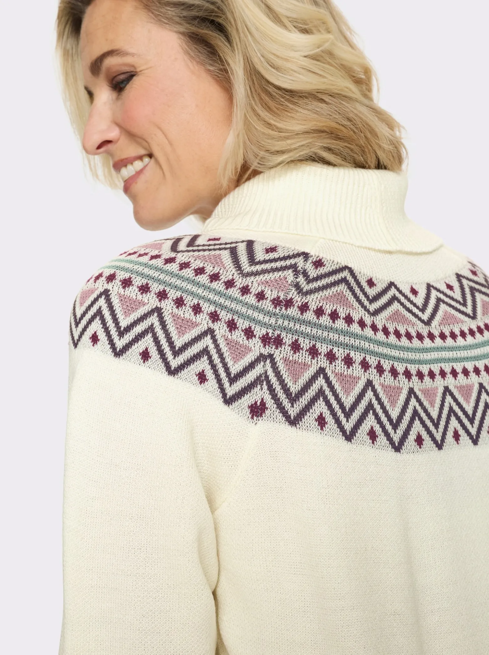 Rollkragenpullover mit Norweger-Muster