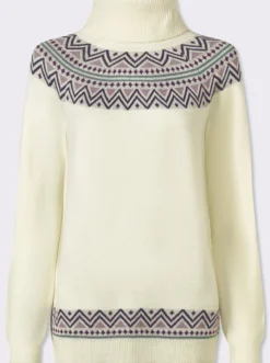 Rollkragenpullover mit Norweger-Muster
