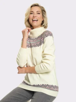 Rollkragenpullover mit Norweger-Muster