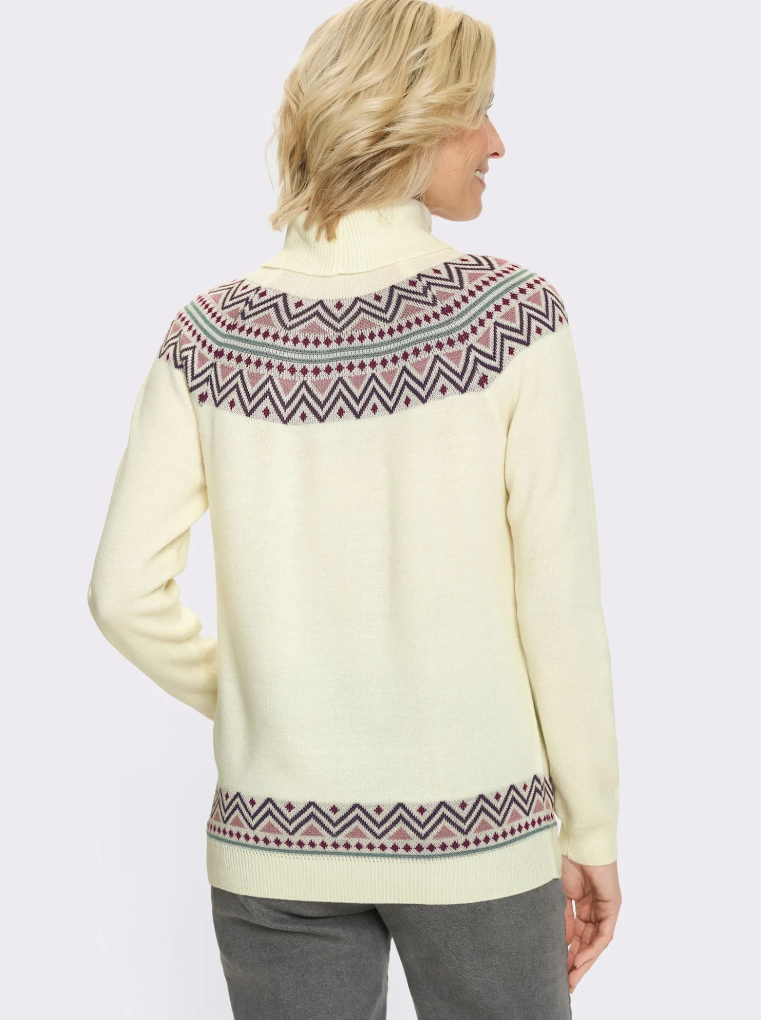 Rollkragenpullover mit Norweger-Muster