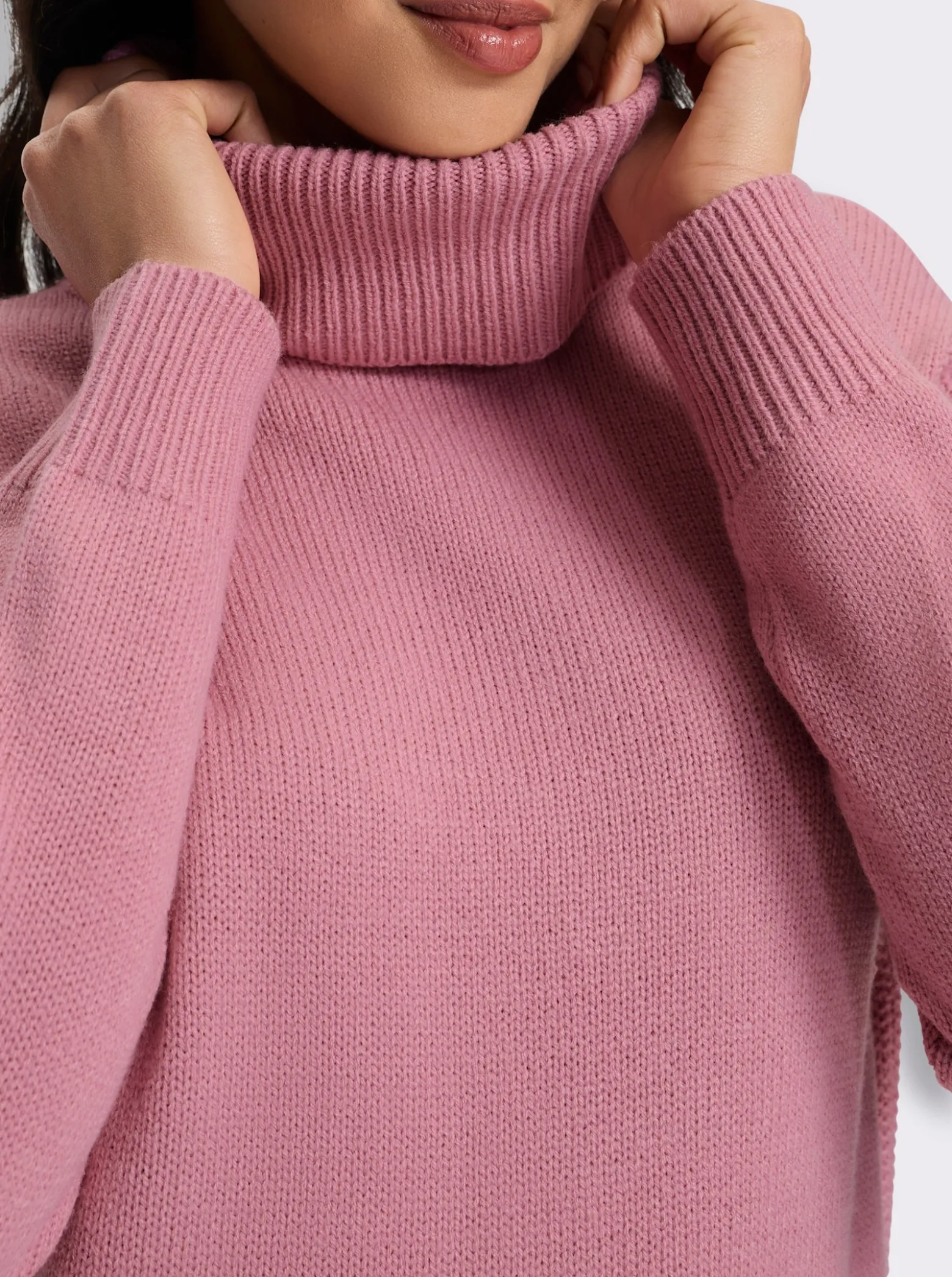 Rollkragenpullover mit Perlfang-Muster
