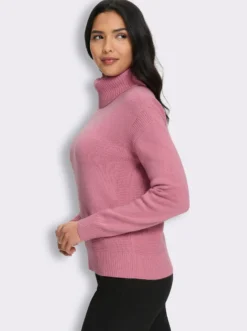 Rollkragenpullover mit Perlfang-Muster