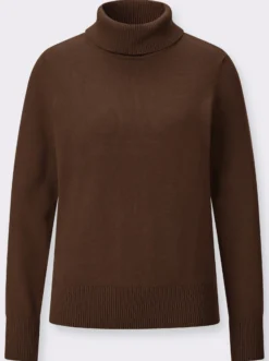 Rollkragenpullover mit Rippbündchen