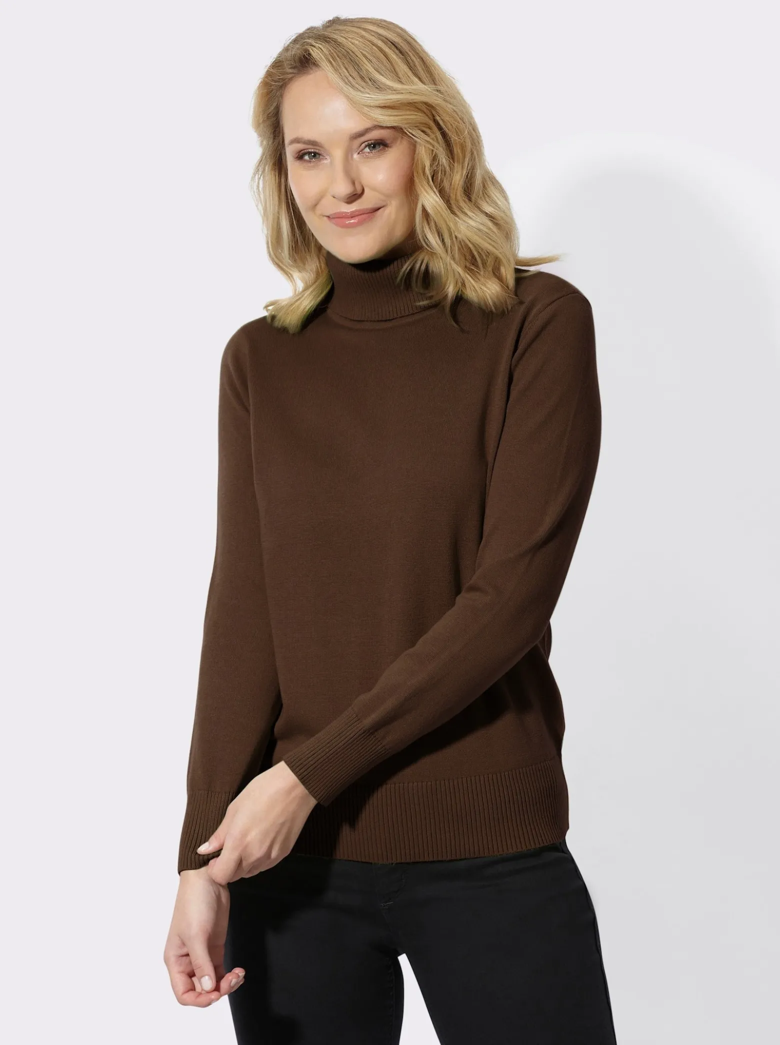Rollkragenpullover mit Rippbündchen