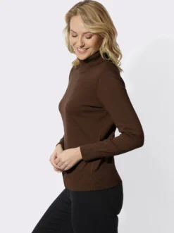 Rollkragenpullover mit Rippbündchen
