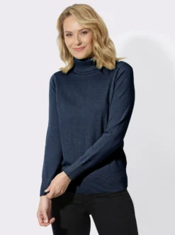 Rollkragenpullover mit Rippbündchen