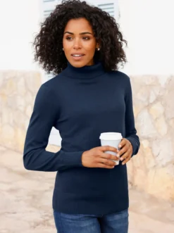Rollkragenpullover mit Rippbündchen