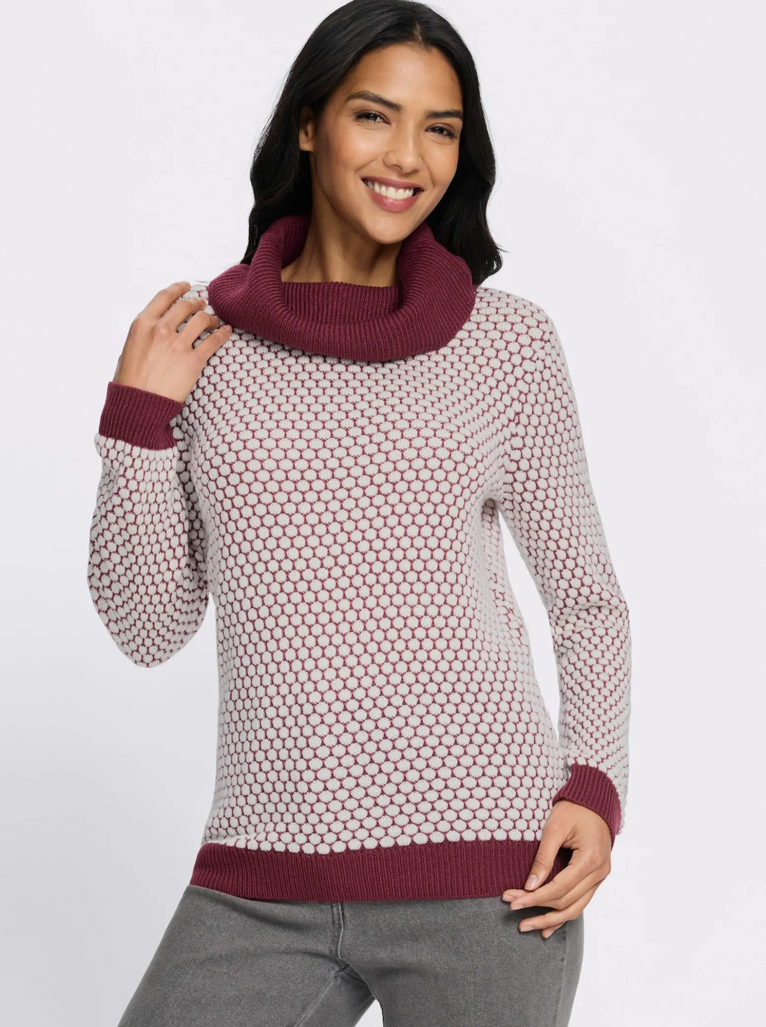 Rollkragenpullover mit Strukturmuster