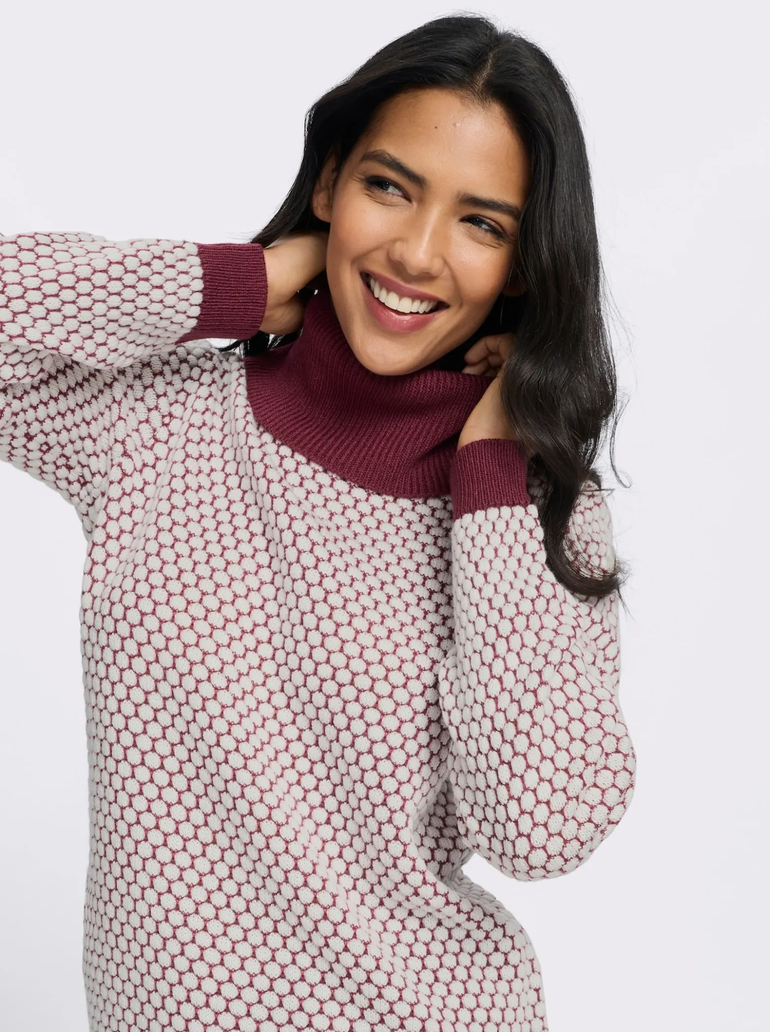 Rollkragenpullover mit Strukturmuster