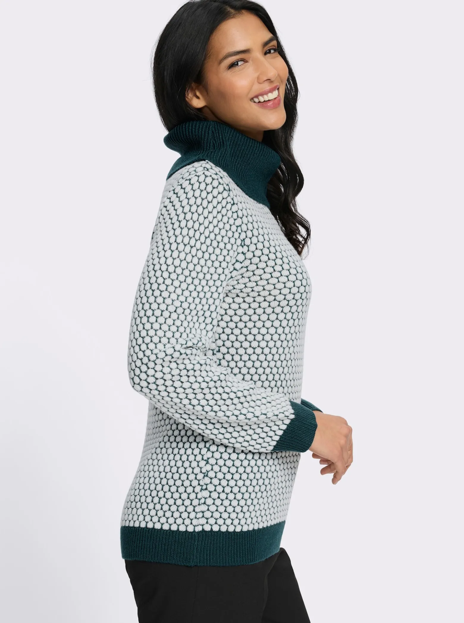 Rollkragenpullover mit Strukturmuster