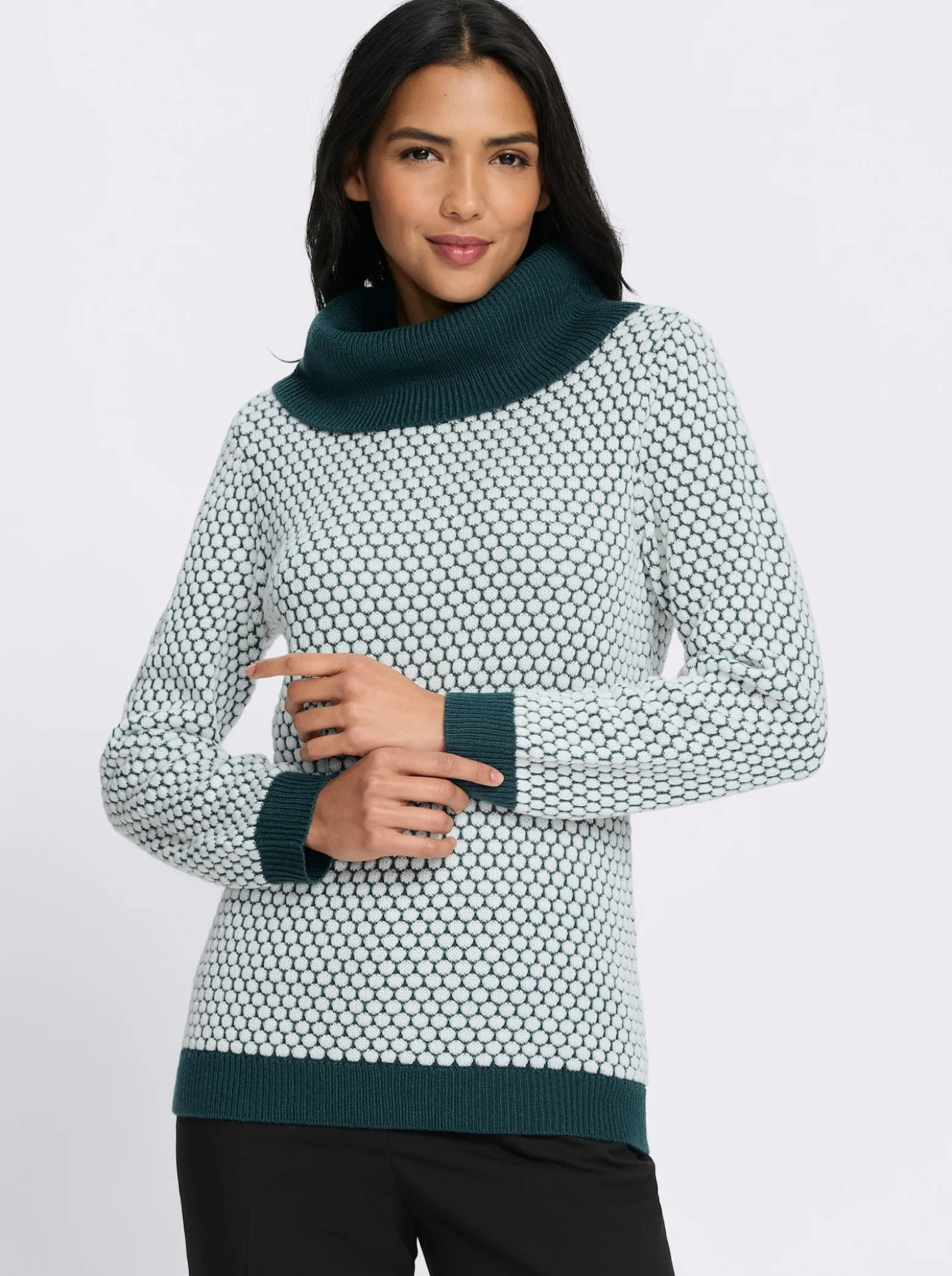 Rollkragenpullover mit Strukturmuster