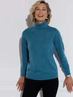 Rollkragenpullover mit Zick-Zack-Strickmuster